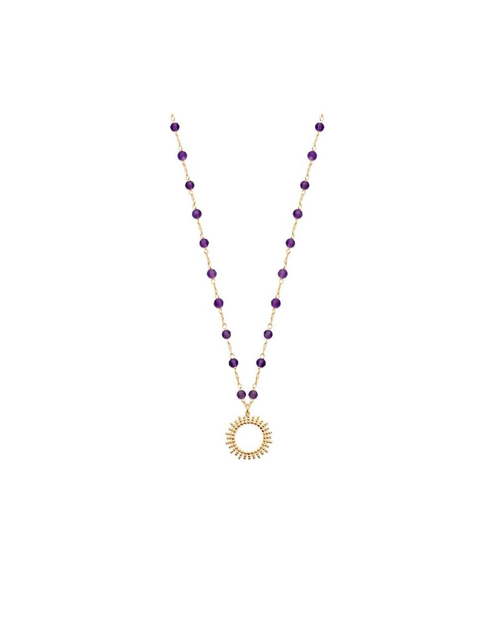 Collier pl-or 750 3mic amethyste