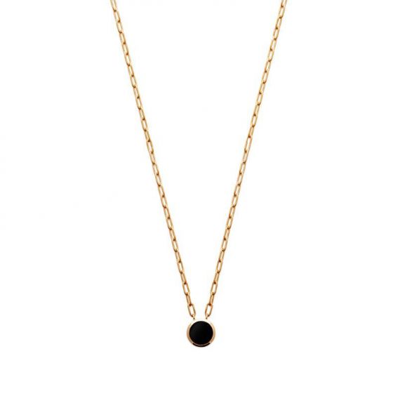 Collier pl-or 750 3mic agate noire