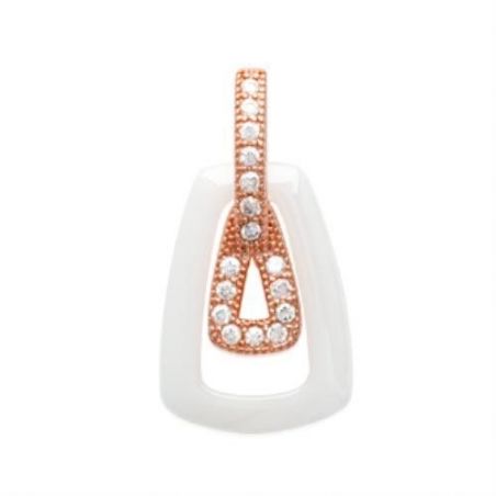 Pendentif pl-or 750 3mic rose oz ceramique