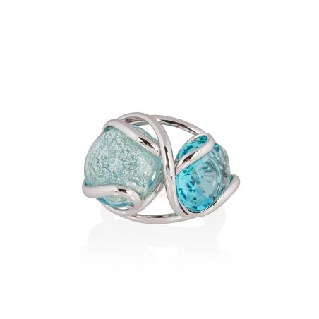 Andrea Marazzini - Bague cristal Swarovski Venice Light Turquoise double