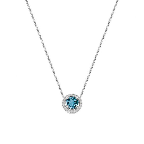 Collier Aurora - 18 diamants, 1 Topaz - Bijoux en argent avec diamants