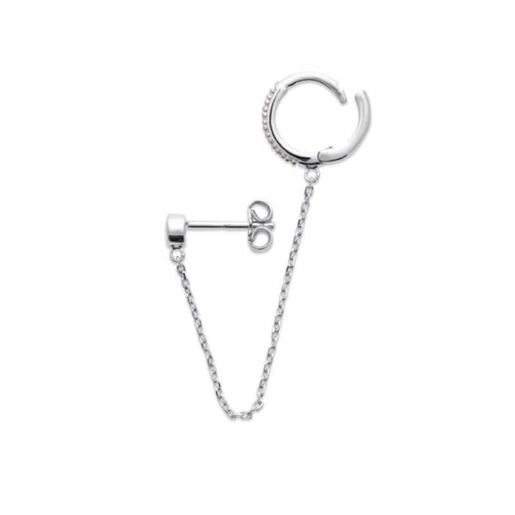 Créoles double trou - 1 unité pour femme - Bijoux argent 925 rhodié