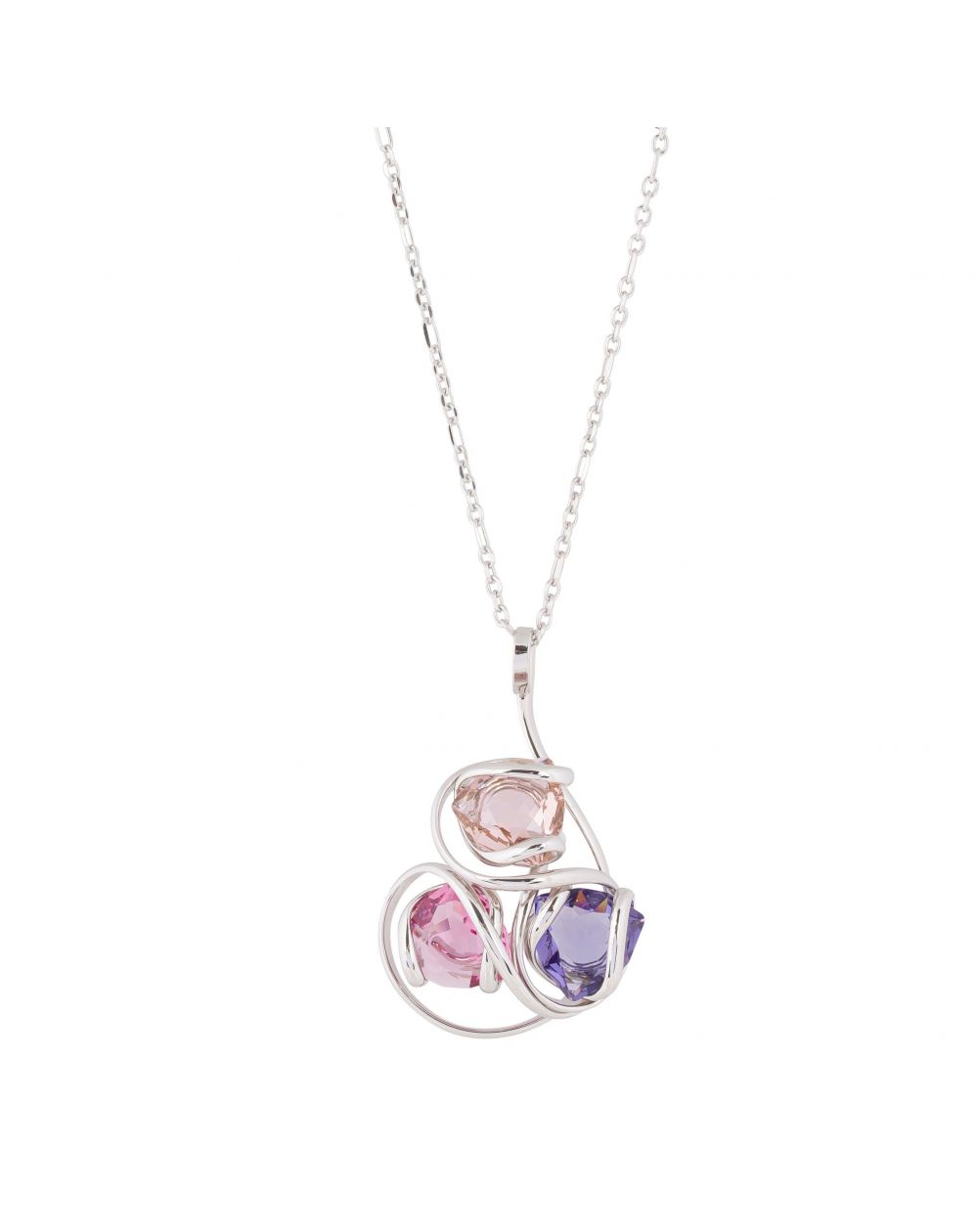 Marazzini ovale Swarovski kristal ketting Fuschia Doppio Cerchio