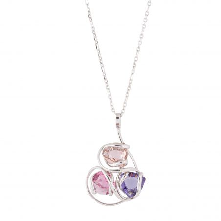 Marazzini ovale Swarovski kristal ketting Fuschia Doppio Cerchio