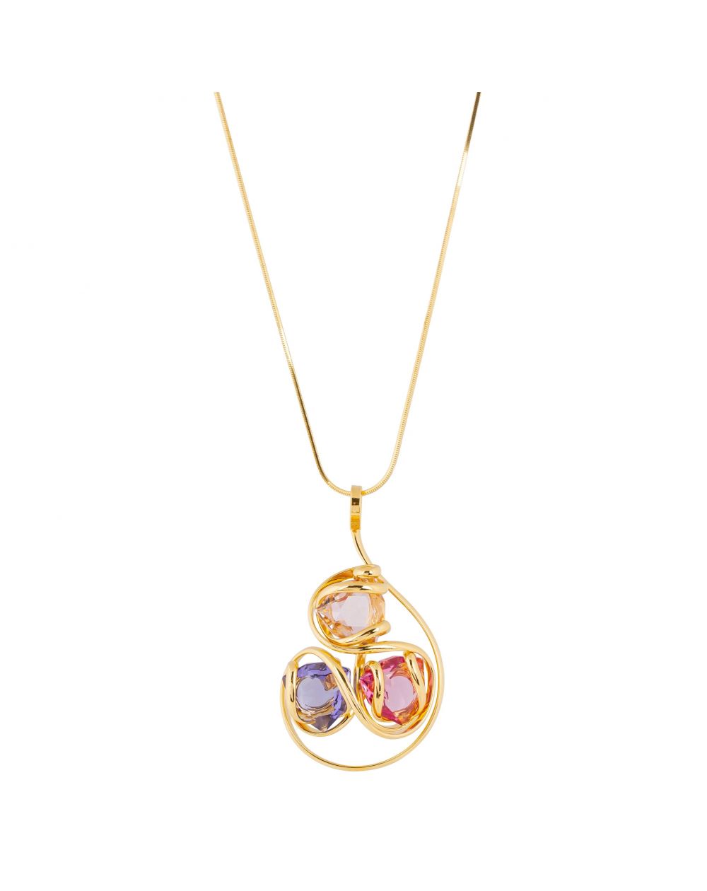 Marazzini ovale Swarovski kristal ketting Fuschia Doppio Cerchio