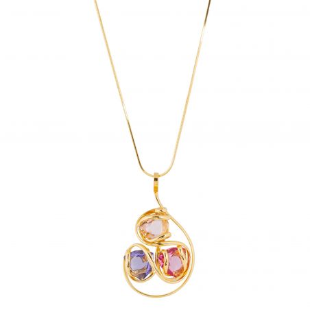 Marazzini ovale Swarovski kristal ketting Fuschia Doppio Cerchio