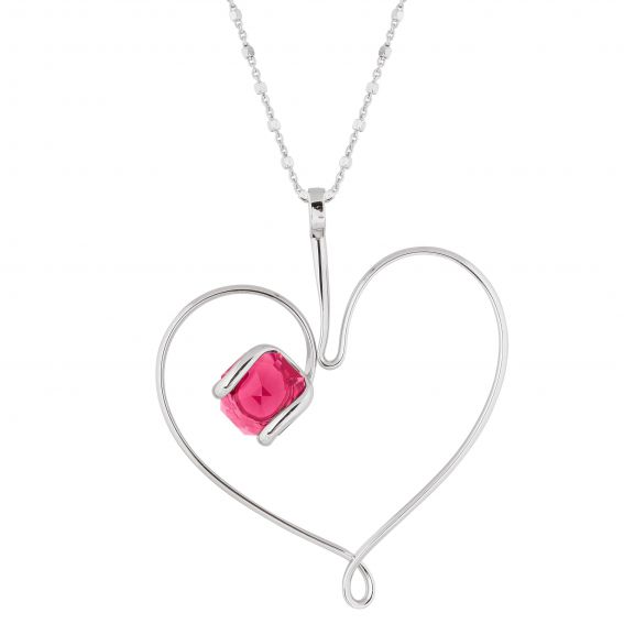 Marazzini ovale Swarovski kristal ketting Fuschia Doppio Cerchio