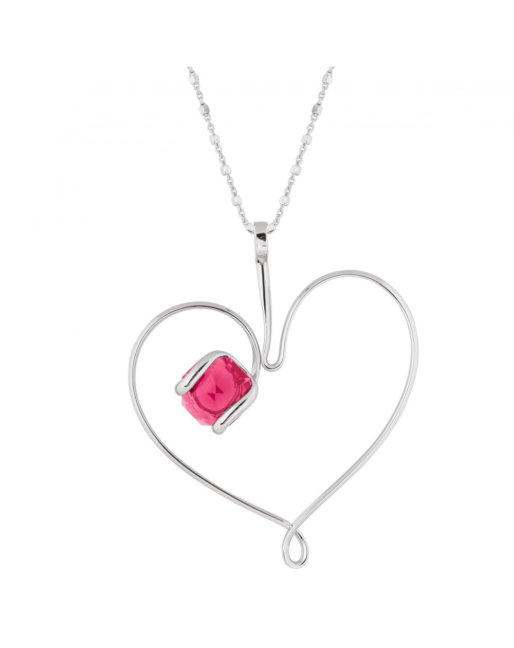 Marazzini ovale Swarovski kristal ketting Fuschia Doppio Cerchio