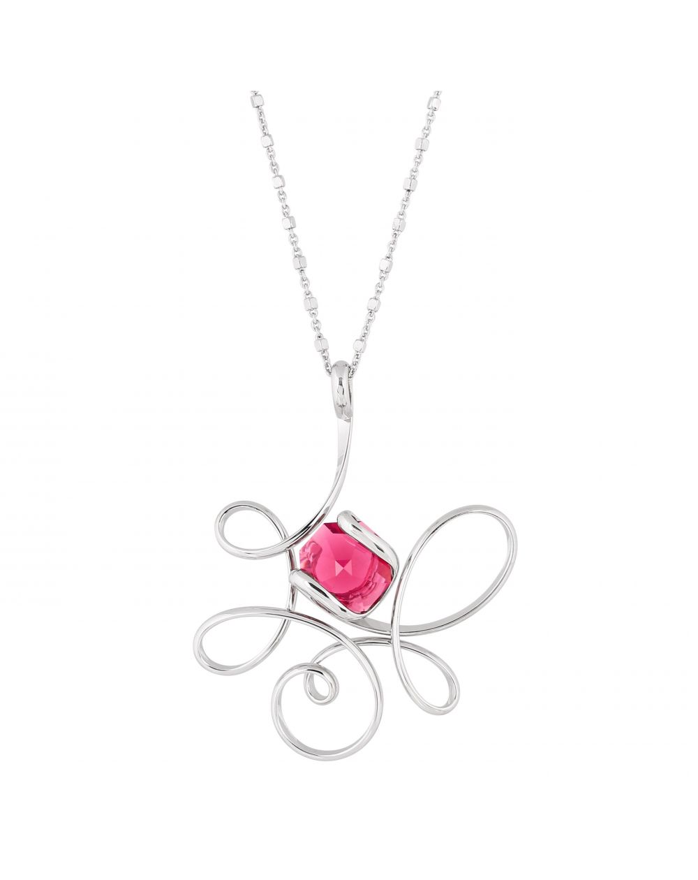 Marazzini ovale Swarovski kristal ketting Fuschia Doppio Cerchio