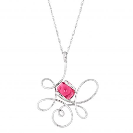 Marazzini ovale Swarovski kristal ketting Fuschia Doppio Cerchio