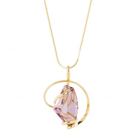 Marazzini ovale Swarovski kristal ketting Fuschia Doppio Cerchio