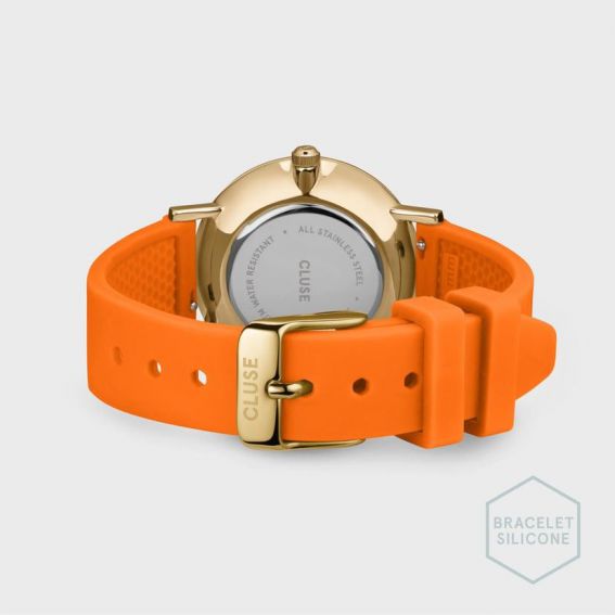 Montre CLUSE CW11402 - Pavane Petite Silicone Orange Gold