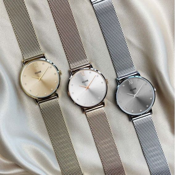 Cluse silver store mesh watch