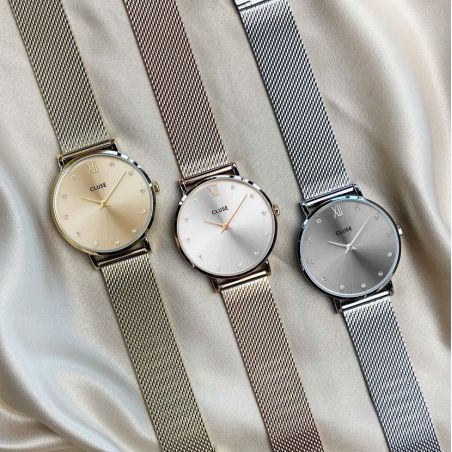 CLUSE Watch - Triomphe Steel White Pearl, Silver Color