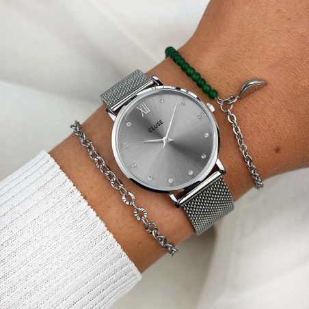 CLUSE Watch - Triomphe Steel White Pearl, Silver Color