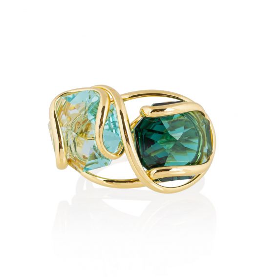 Andrea Marazzini - Bague cristal Swarovski Bague Marazzini Octagon F24 Mix Emerald Double Cristal