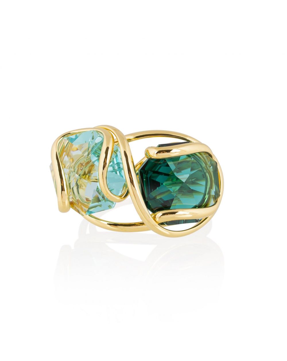 Andrea Marazzini - Bague cristal Swarovski Bague Marazzini Octagon F24 Mix Emerald Double Cristal