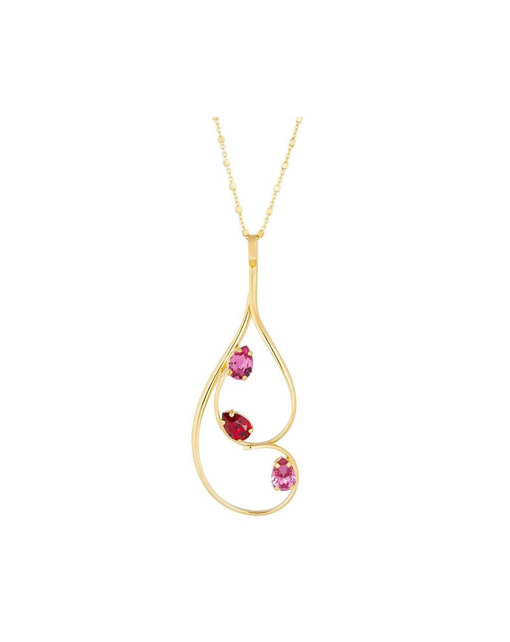 Marazzini ovale Swarovski kristal ketting Fuschia Doppio Cerchio