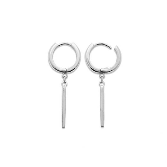 Créoles pointes argent - Boucles d'oreilles en argent 925 rhodié