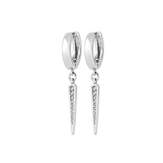 Créoles pointes argent - Boucles d'oreilles en argent 925 rhodié