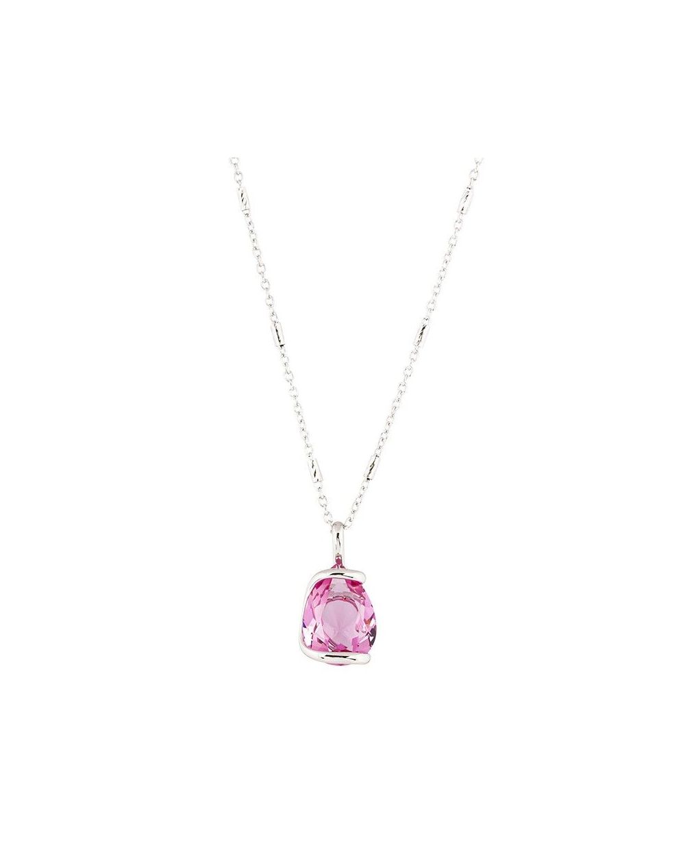 Marazzini Oval Swarovski Crystal Necklace Fuschia Doppio Cerchio