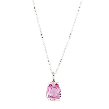 Marazzini Oval Swarovski Crystal Necklace Fuschia Doppio Cerchio