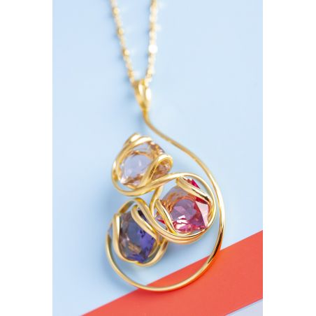 Marazzini ovale Swarovski kristal ketting Fuschia Doppio Cerchio