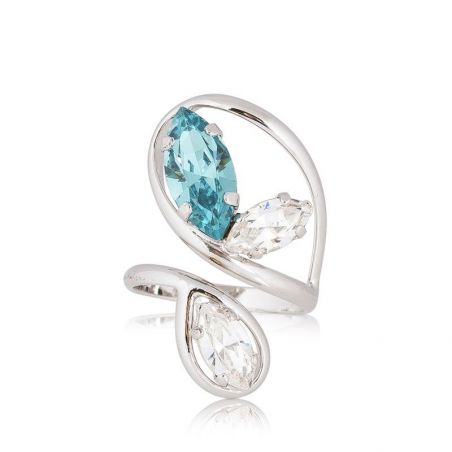 Andrea Marazzini - Bague cristal Swarovski Navette Light Turquoise Printemps