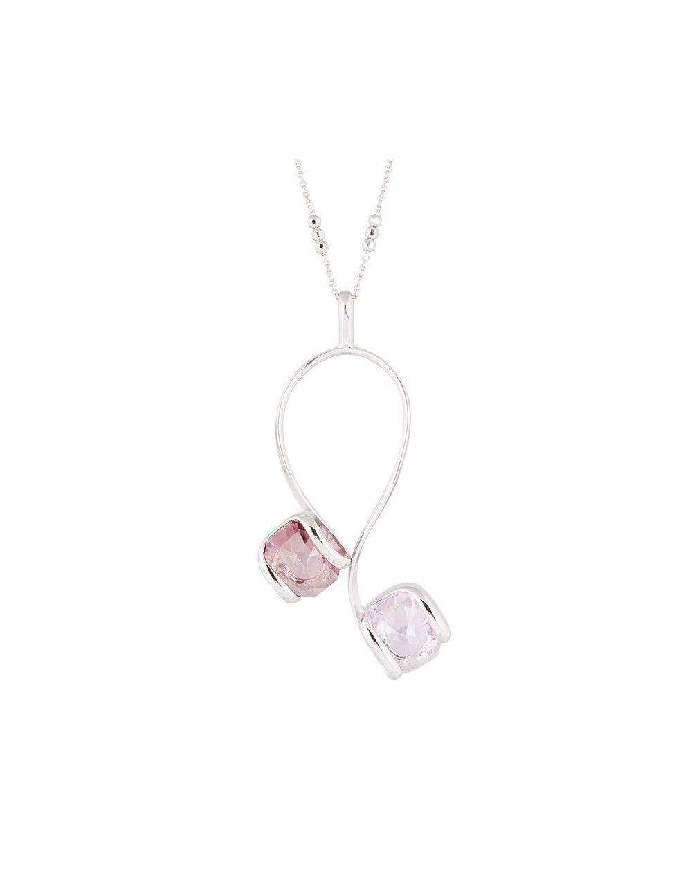 Marazzini ovale Swarovski kristal ketting Fuschia Doppio Cerchio