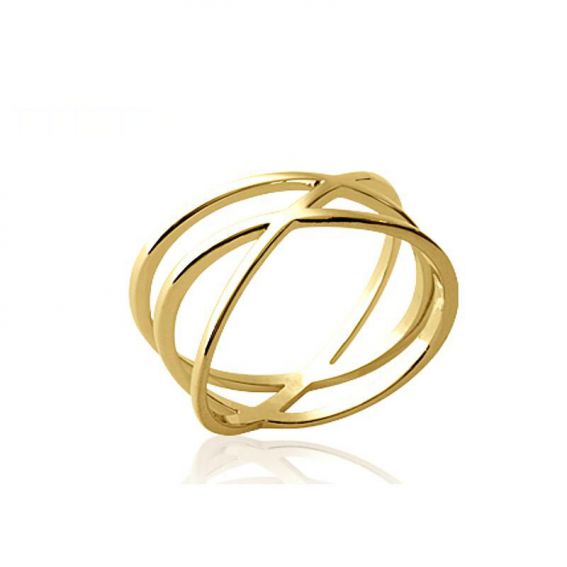 Bijou argent/plaqué or Triple crossed ring 18k gold plated