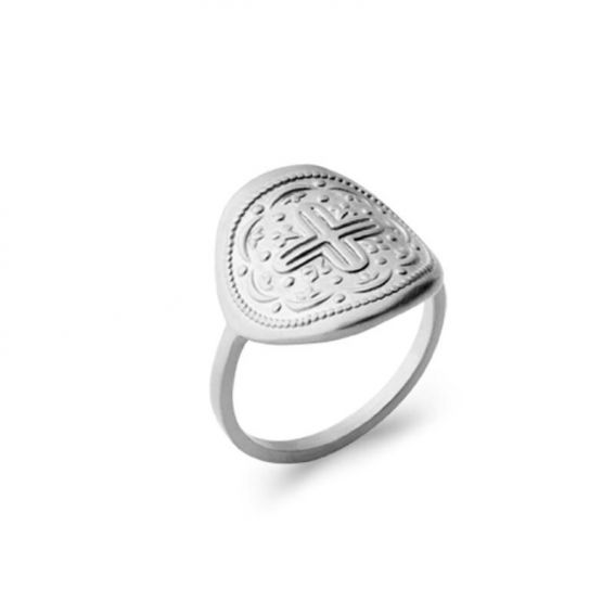 925 rhodium Silver Cross Pastille Ring