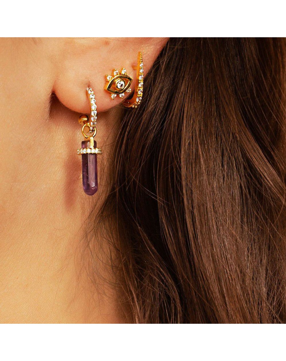 Boucle d'oreille MYA BAY Purple Crystal - BO-181-1 - Mya Bay