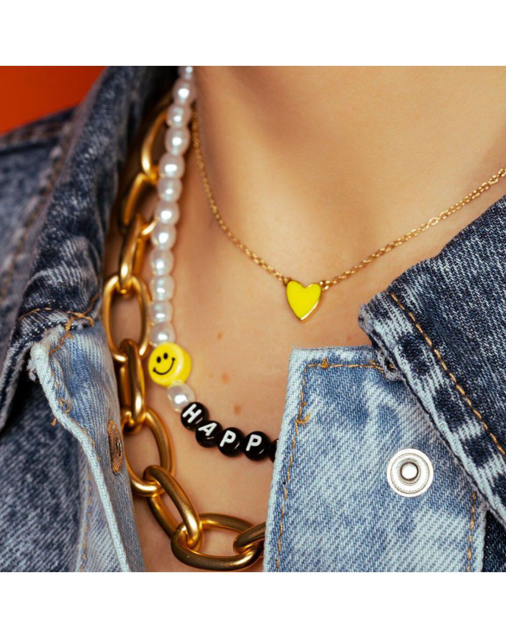 Collier Mya Bay Neon Yellow Heart - CO-165 - Bijoux et Marque Mya Bay