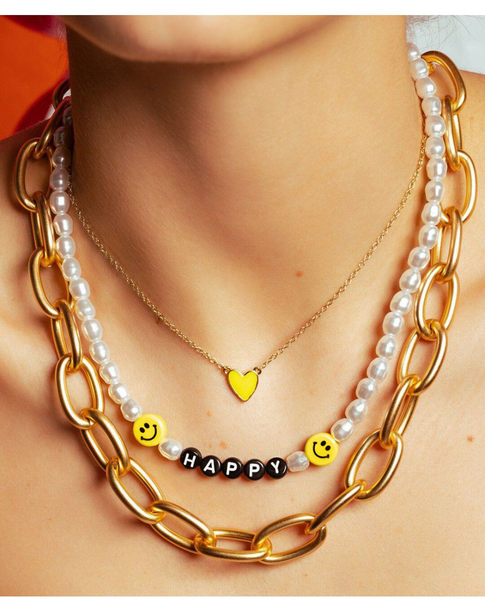 Collier Mya Bay Neon Yellow Heart - CO-165 - Bijoux et Marque Mya Bay