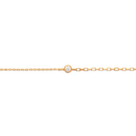 Bijou argent/plaqué or Zircon bracelet closed convict link 18k gold plated zirconium