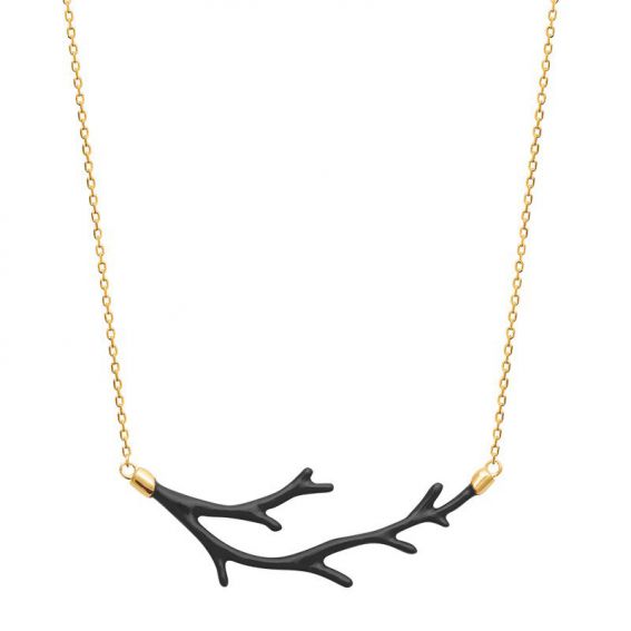 Women's black branch necklace