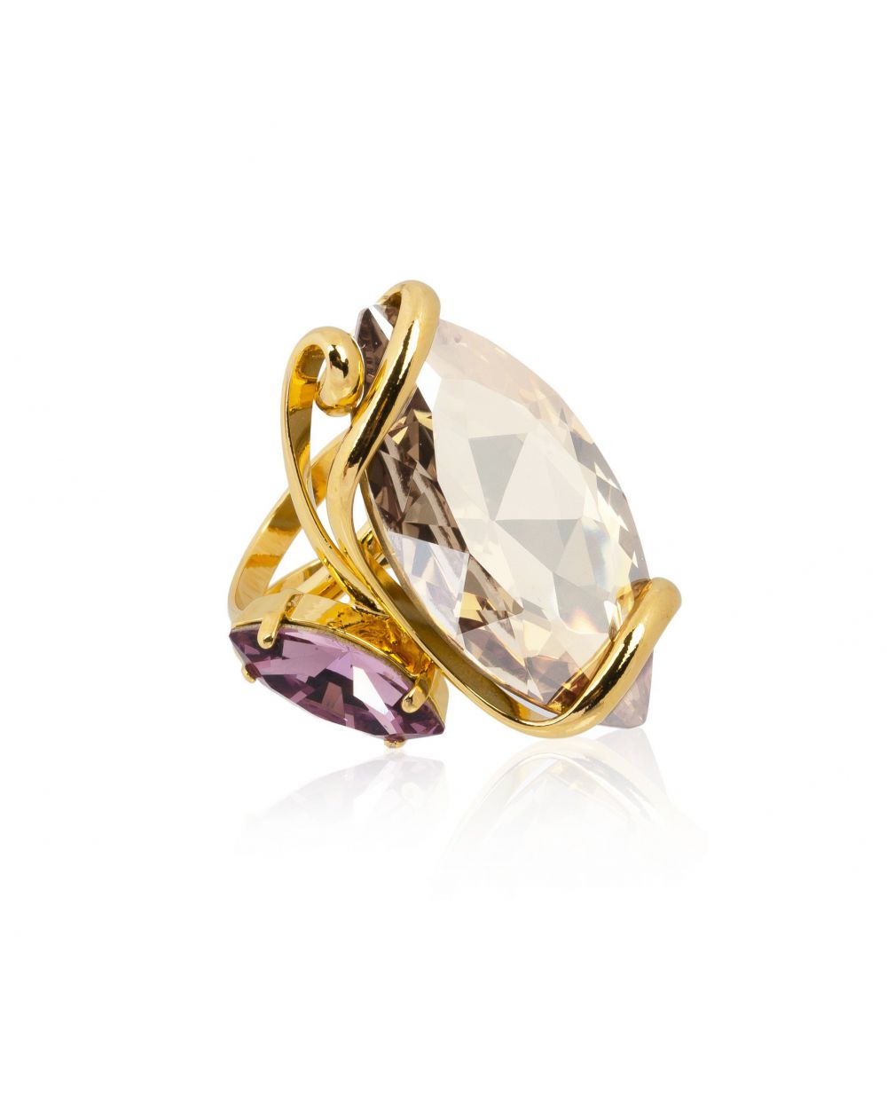 Andrea Marazzini - Bague cristal Swarovski Big Navette Golden Shadow