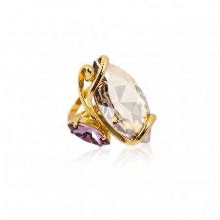 Andrea Marazzini - Bague cristal Swarovski Big Navette Golden Shadow