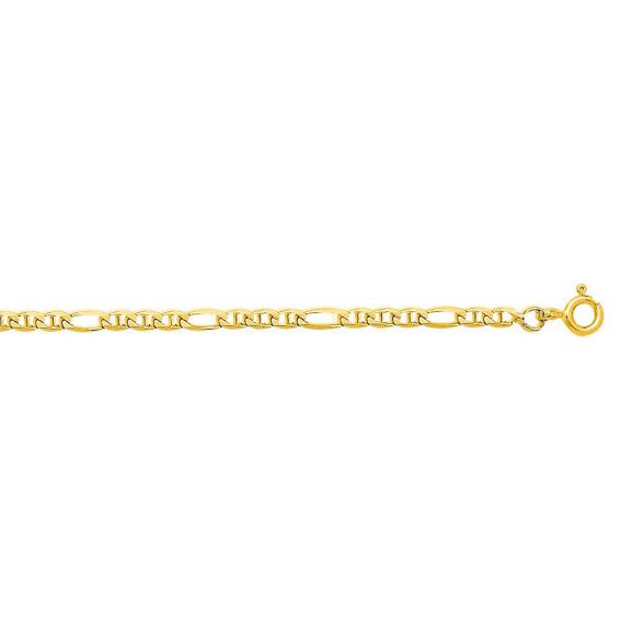 Bijoux or et personnalisé Alternating figaro link chain 1+3 3mm 9 carat gold