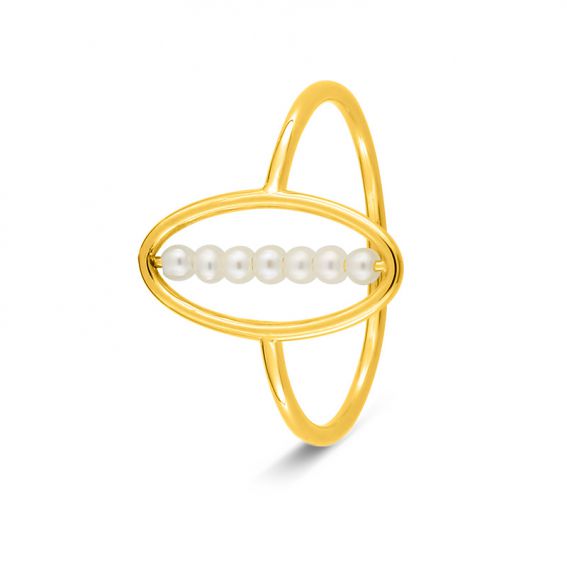 Bijoux or et personnalisé Bague rail de perles or jaune 9 carats