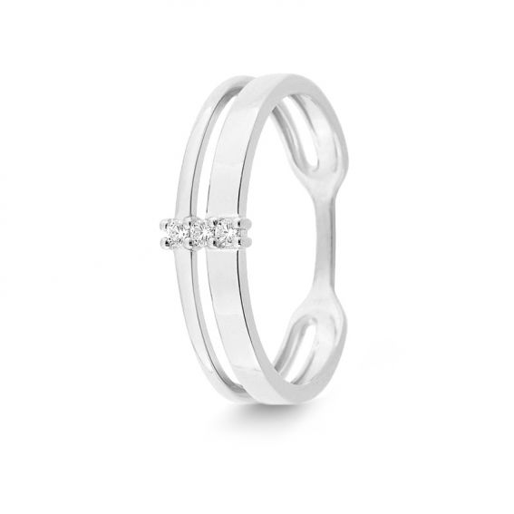 Bijoux or et personnalisé Bague trilogie double or blanc 9 carats