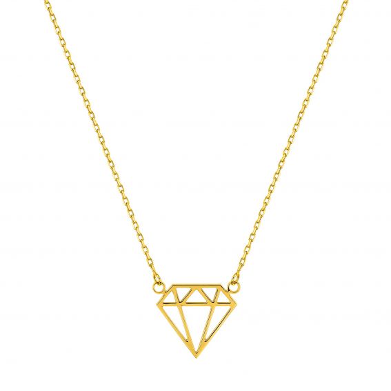 Bijoux or et personnalisé 9 carat yellow gold diamond necklace