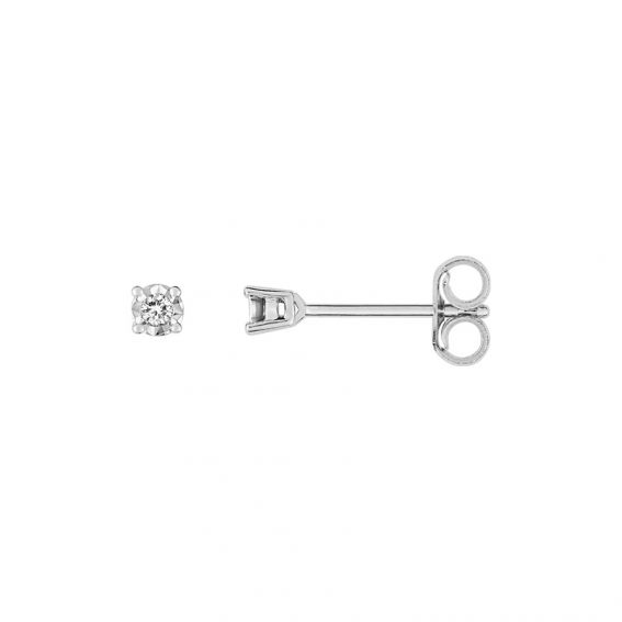 Bijoux or et personnalisé 9 carat white gold diamond earrings