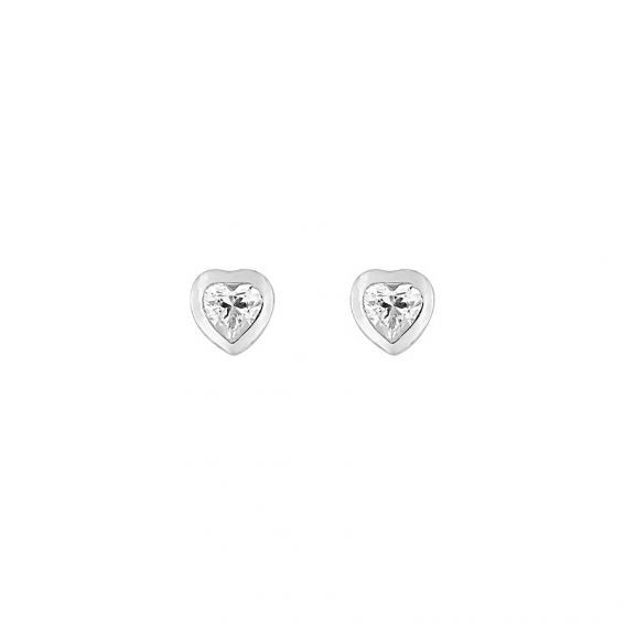 Bijoux or et personnalisé Perceuses coeur zirconium or blanc 9 carats