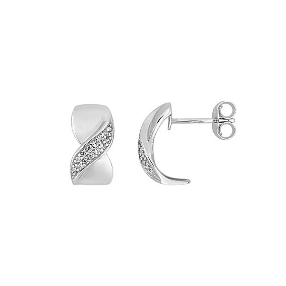 Bijoux or et personnalisé Boucles d'oreilles noeud avec pierres or blanc 9 carats