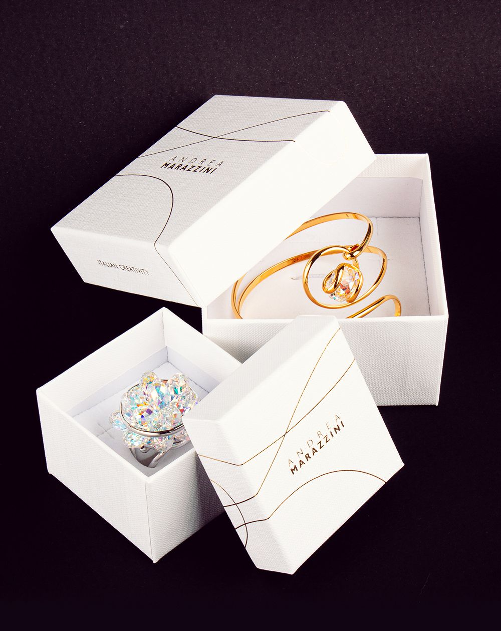 Swarovski Cristal Ring Florence Silver Night - Marazzini