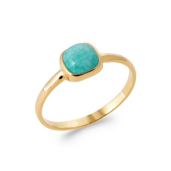 Bague pl-or 750 5mic amazonite