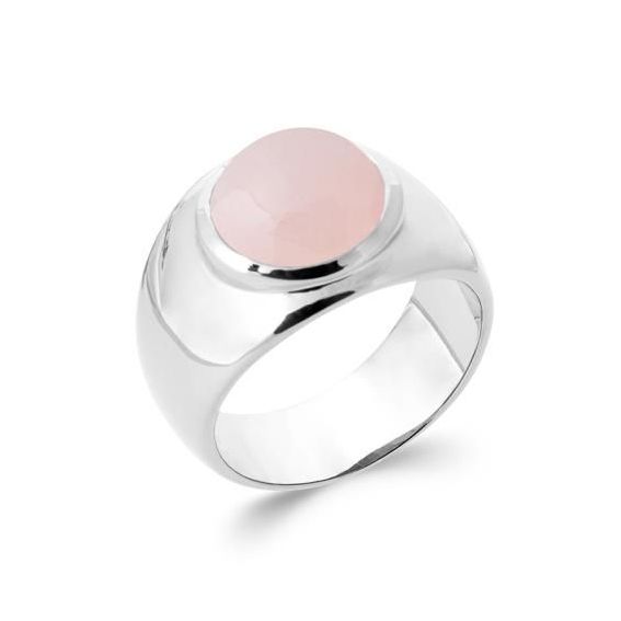 Bague argent 925 rhodie quartz rose